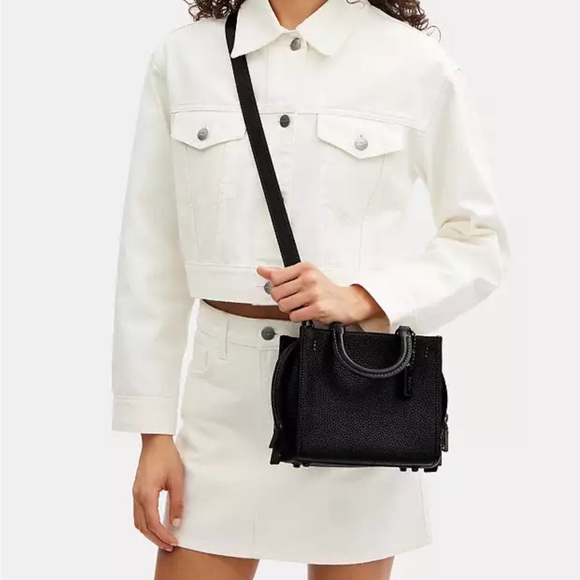 Coach Rogue 20 purse bag Black Pewter pebbled leather Basically New! 🏷️🖤 - Picture 14 of 15